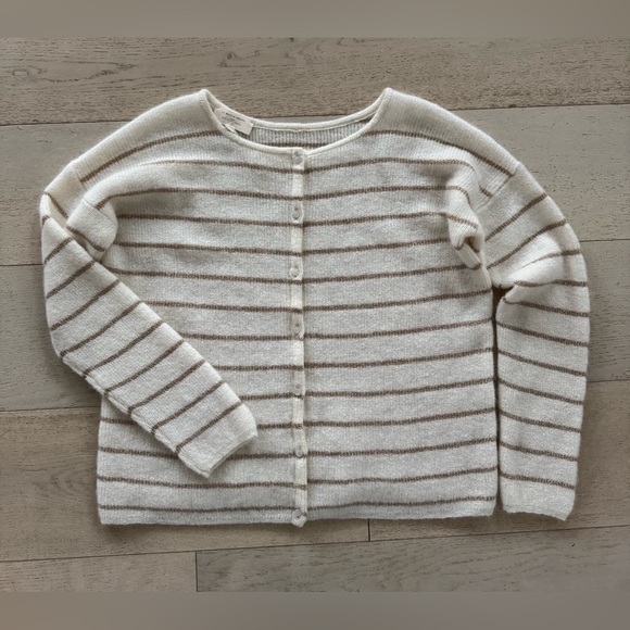 NWOT SEZANE Gaspard cardigan ECRU GOLD Striped - Picture 7 of 14